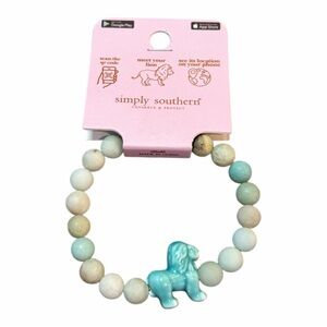 Simply Southern Seafoam Green Beads with Blue  Lion Tracker Bracelet